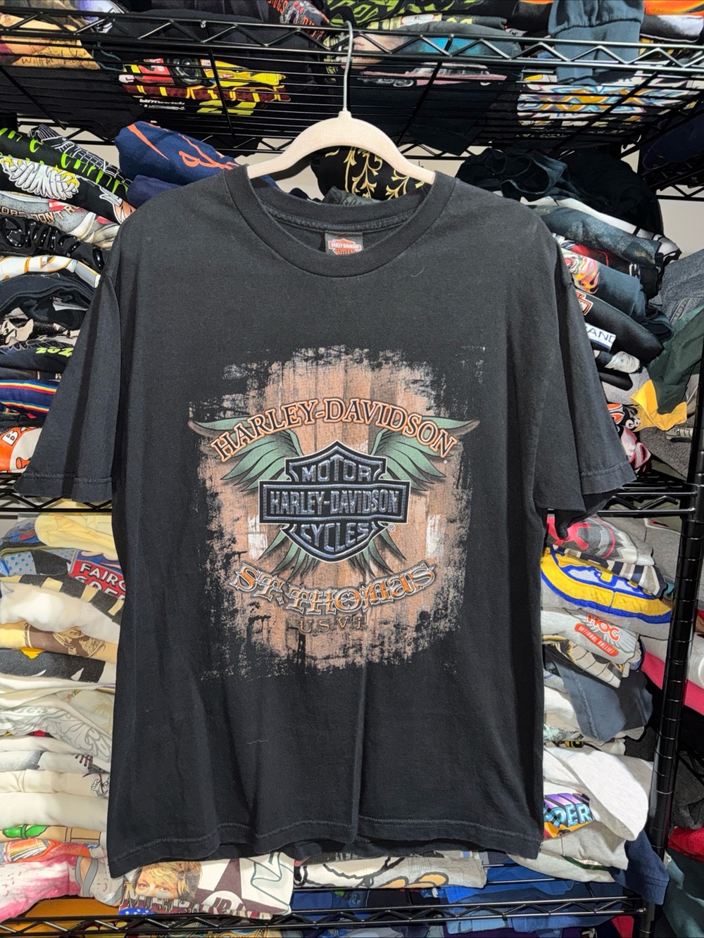 Vintage Harley Davidson St. Thomas Pirate Shirt Size Large